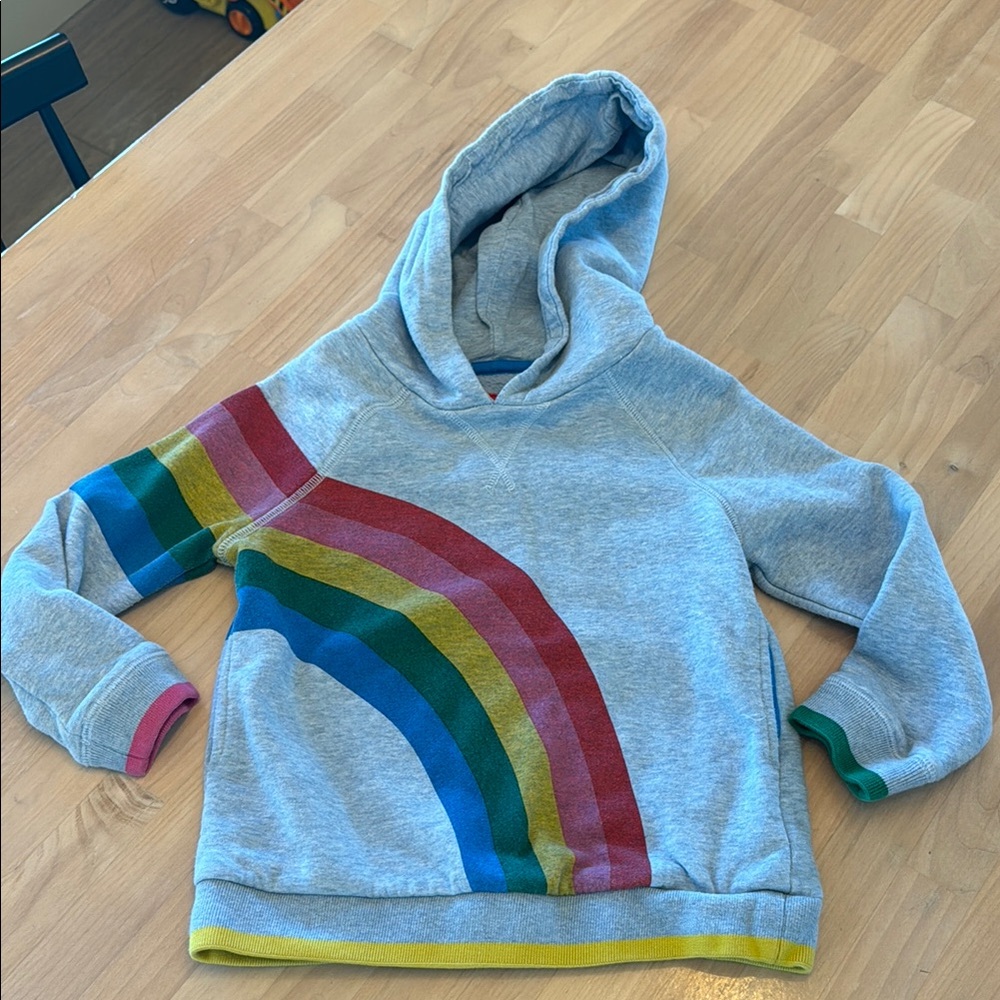 Mini Boden Gray and Red Rainbow Hoodie Size 5/6